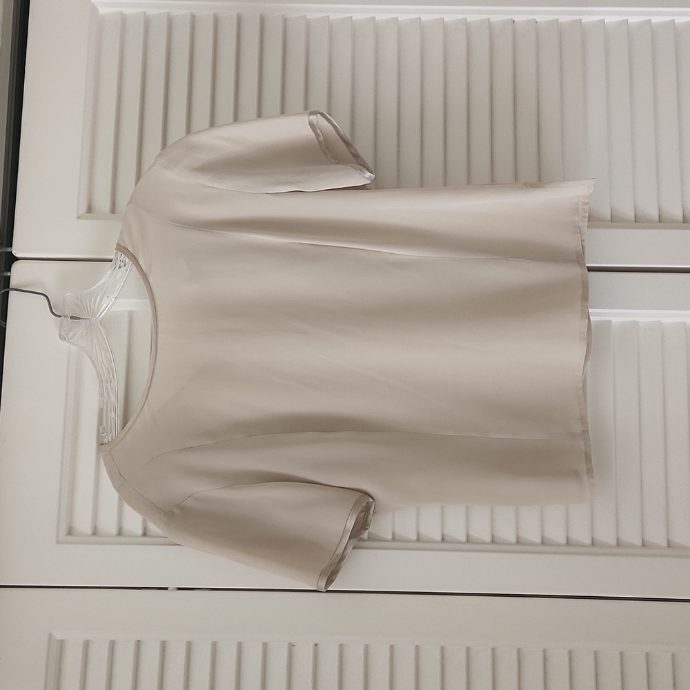 Petite sophisticated silk beige top
